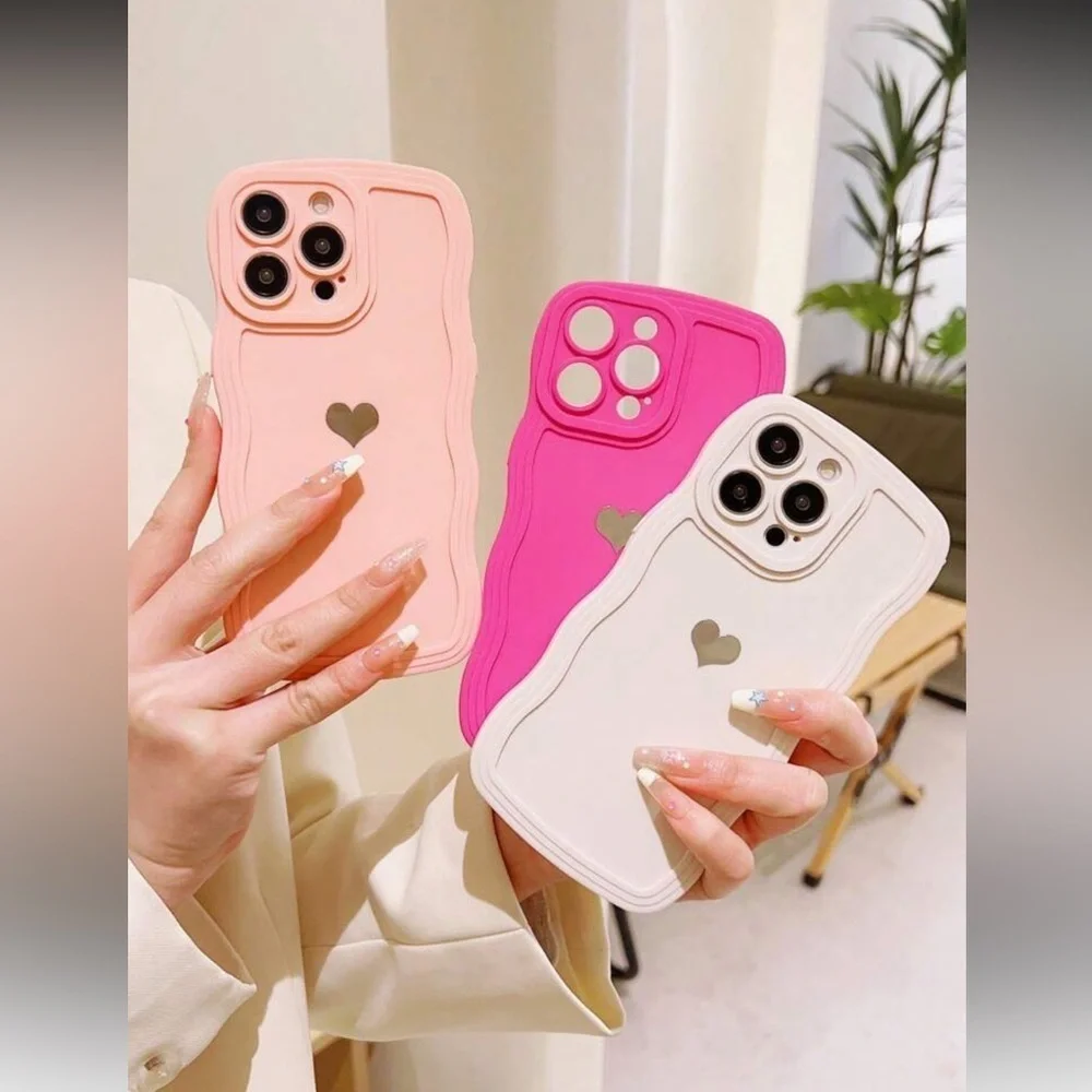 Set of 3 Soft Silicone Cases for iPhone 16 Pro Max Pink Peach and White
